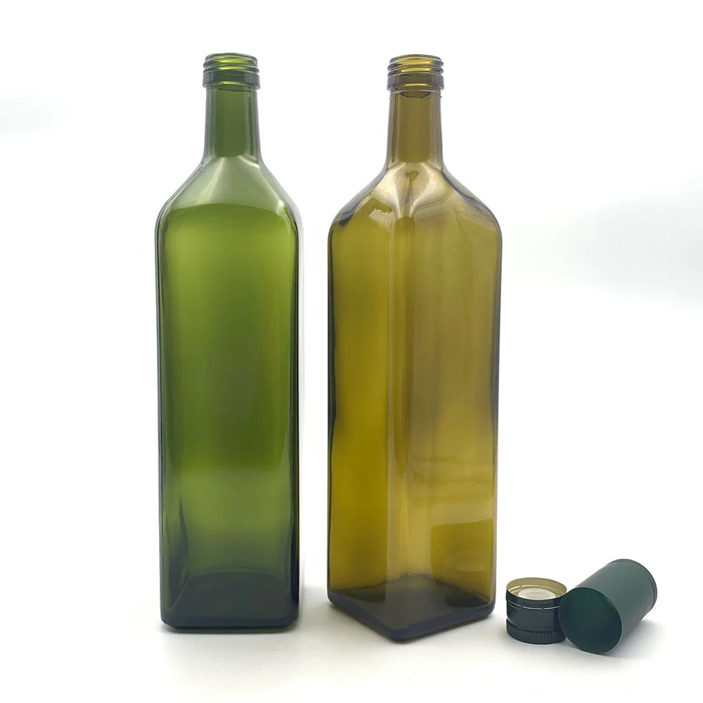 Groothandel 1L groene glazen olijfolie fles