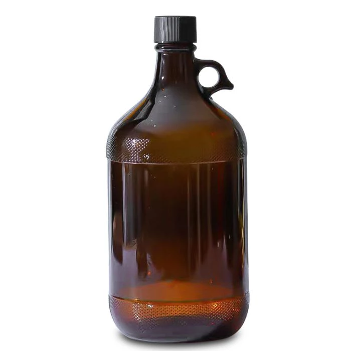 2,5L grote amberkleurige glazen growlerfles, inhoud 84oz voor bier om mee te nemen